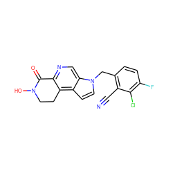 N#Cc1c(Cn2ccc3c4c(ncc32)C(=O)N(O)CC4)ccc(F)c1Cl ZINC000071319081