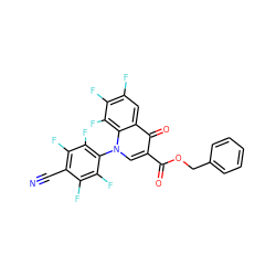 N#Cc1c(F)c(F)c(-n2cc(C(=O)OCc3ccccc3)c(=O)c3cc(F)c(F)c(F)c32)c(F)c1F ZINC000040957853