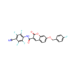 N#Cc1c(F)c(F)c(NC(=O)c2cc3ccc(OCc4ccc(F)cc4)cc3oc2=O)c(F)c1F ZINC000040979269