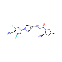 N#Cc1c(F)cc(N2C[C@H]3[C@H](NCC(=O)N4C[C@@H](F)C[C@H]4C#N)[C@H]3C2)cc1F ZINC000101180478