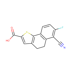 N#Cc1c(F)ccc2c1CCc1cc(C(=O)O)sc1-2 ZINC000653707435