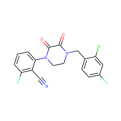 N#Cc1c(F)cccc1N1CCN(Cc2ccc(F)cc2Cl)C(=O)C1=O ZINC000095565050