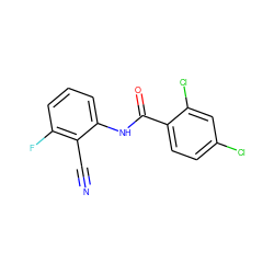 N#Cc1c(F)cccc1NC(=O)c1ccc(Cl)cc1Cl ZINC000000139255