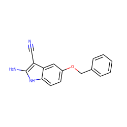 N#Cc1c(N)[nH]c2ccc(OCc3ccccc3)cc12 ZINC000148791375