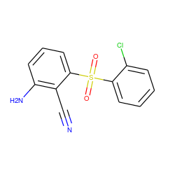 N#Cc1c(N)cccc1S(=O)(=O)c1ccccc1Cl ZINC000005933964