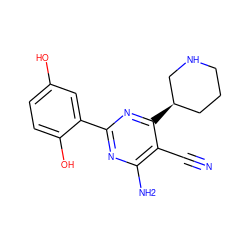 N#Cc1c(N)nc(-c2cc(O)ccc2O)nc1[C@@H]1CCCNC1 ZINC000013981527