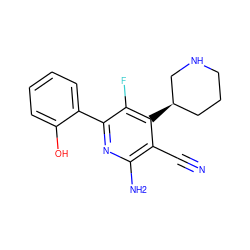 N#Cc1c(N)nc(-c2ccccc2O)c(F)c1[C@@H]1CCCNC1 ZINC000028356862