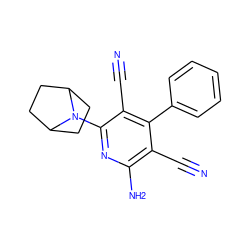 N#Cc1c(N)nc(N2C3CCC2CC3)c(C#N)c1-c1ccccc1 ZINC000058583785