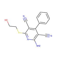 N#Cc1c(N)nc(SCCO)c(C#N)c1-c1ccccc1 ZINC000013612571