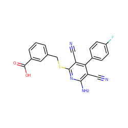 N#Cc1c(N)nc(SCc2cccc(C(=O)O)c2)c(C#N)c1-c1ccc(F)cc1 ZINC000140299004