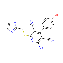 N#Cc1c(N)nc(SCc2ncc[nH]2)c(C#N)c1-c1ccc(O)cc1 ZINC000027195995