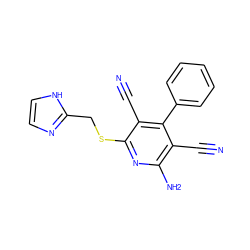 N#Cc1c(N)nc(SCc2ncc[nH]2)c(C#N)c1-c1ccccc1 ZINC000013580865