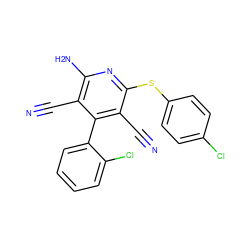 N#Cc1c(N)nc(Sc2ccc(Cl)cc2)c(C#N)c1-c1ccccc1Cl ZINC000020432635