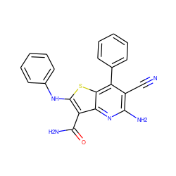 N#Cc1c(N)nc2c(C(N)=O)c(Nc3ccccc3)sc2c1-c1ccccc1 ZINC000019881424