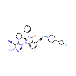 N#Cc1c(N)ncnc1N1CCC[C@H]1c1nc2cccc(C#CCN3CCC(C4CC(F)C4)CC3)c2c(=O)n1-c1ccccc1 ZINC001772599904