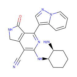 N#Cc1c(N[C@@H]2CCCC[C@@H]2N)nc(-c2cnn3ccccc23)c2c1CNC2=O ZINC001772570191