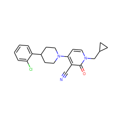 N#Cc1c(N2CCC(c3ccccc3Cl)CC2)ccn(CC2CC2)c1=O ZINC000299825525