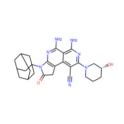 N#Cc1c(N2CCC[C@@H](O)C2)nc(N)c2c(N)nc3c(c12)CC(=O)N3C12CC3CC(CC(C3)C1)C2 ZINC000025479776