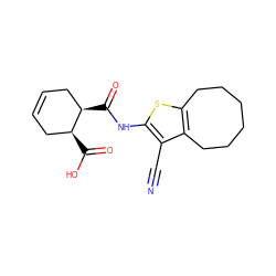 N#Cc1c(NC(=O)[C@@H]2CC=CC[C@@H]2C(=O)O)sc2c1CCCCCC2 ZINC000004646565