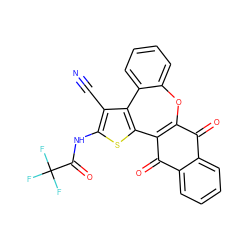 N#Cc1c(NC(=O)C(F)(F)F)sc2c3c(=O)c4ccccc4c(=O)c=3oc3ccccc3c12 ZINC000001650465