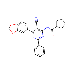 N#Cc1c(NC(=O)C2CCCC2)nc(-c2ccccc2)nc1-c1ccc2c(c1)OCO2 ZINC000029064414