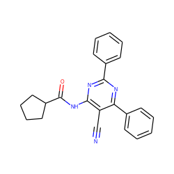 N#Cc1c(NC(=O)C2CCCC2)nc(-c2ccccc2)nc1-c1ccccc1 ZINC000029063927