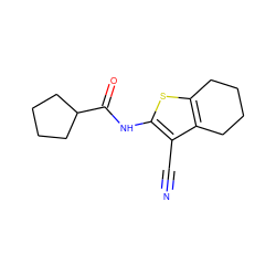 N#Cc1c(NC(=O)C2CCCC2)sc2c1CCCC2 ZINC000005897809