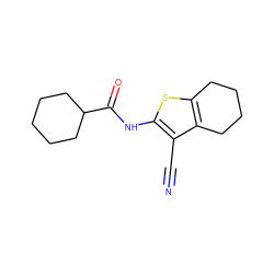 N#Cc1c(NC(=O)C2CCCCC2)sc2c1CCCC2 ZINC000000380936