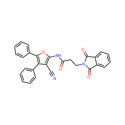 N#Cc1c(NC(=O)CCN2C(=O)c3ccccc3C2=O)oc(-c2ccccc2)c1-c1ccccc1 ZINC000002945724