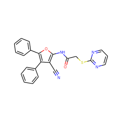 N#Cc1c(NC(=O)CSc2ncccn2)oc(-c2ccccc2)c1-c1ccccc1 ZINC000000983536