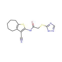 N#Cc1c(NC(=O)CSc2ncn[nH]2)sc2c1CCCCC2 ZINC000006078953