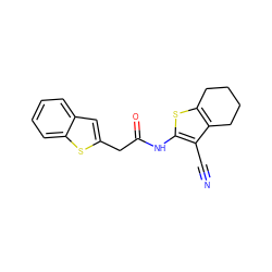 N#Cc1c(NC(=O)Cc2cc3ccccc3s2)sc2c1CCCC2 ZINC000073297615