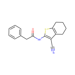 N#Cc1c(NC(=O)Cc2ccccc2)sc2c1CCCC2 ZINC000000051357