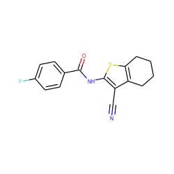 N#Cc1c(NC(=O)c2ccc(F)cc2)sc2c1CCCC2 ZINC000000354158