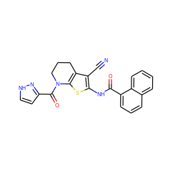 N#Cc1c(NC(=O)c2cccc3ccccc23)sc2c1CCCN2C(=O)c1cc[nH]n1 ZINC000028821926