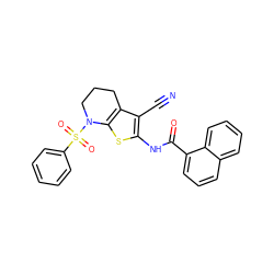 N#Cc1c(NC(=O)c2cccc3ccccc23)sc2c1CCCN2S(=O)(=O)c1ccccc1 ZINC000028821929