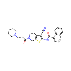 N#Cc1c(NC(=O)c2cccc3ccccc23)sc2c1CCN(C(=O)CCN1CCCCC1)C2 ZINC000016052262