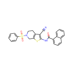 N#Cc1c(NC(=O)c2cccc3ccccc23)sc2c1CCN(S(=O)(=O)c1ccccc1)C2 ZINC000028821924