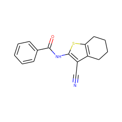 N#Cc1c(NC(=O)c2ccccc2)sc2c1CCCC2 ZINC000000135906