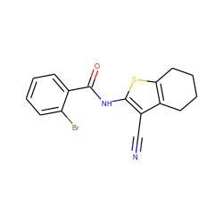 N#Cc1c(NC(=O)c2ccccc2Br)sc2c1CCCC2 ZINC000000825446