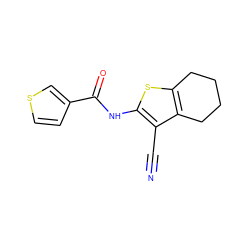 N#Cc1c(NC(=O)c2ccsc2)sc2c1CCCC2 ZINC000028821913