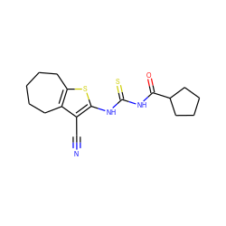 N#Cc1c(NC(=S)NC(=O)C2CCCC2)sc2c1CCCCC2 ZINC000003258913