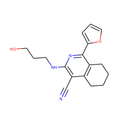 N#Cc1c(NCCCO)nc(-c2ccco2)c2c1CCCC2 ZINC000013471640