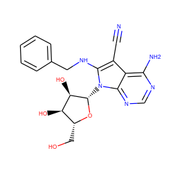 N#Cc1c(NCc2ccccc2)n([C@@H]2O[C@H](CO)[C@@H](O)[C@H]2O)c2ncnc(N)c12 ZINC000142051001