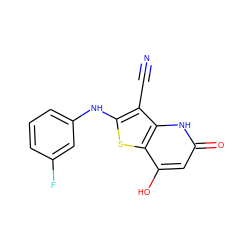 N#Cc1c(Nc2cccc(F)c2)sc2c(O)cc(=O)[nH]c12 ZINC000005886381