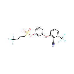 N#Cc1c(Oc2cccc(OS(=O)(=O)CCCC(F)(F)F)c2)cccc1C(F)(F)F ZINC000003949401