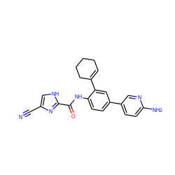 N#Cc1c[nH]c(C(=O)Nc2ccc(-c3ccc(N)nc3)cc2C2=CCCCC2)n1 ZINC000053312716