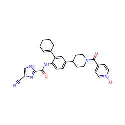 N#Cc1c[nH]c(C(=O)Nc2ccc(C3CCN(C(=O)c4cc[n+]([O-])cc4)CC3)cc2C2=CCCCC2)n1 ZINC000095572561