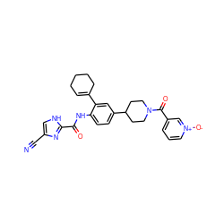 N#Cc1c[nH]c(C(=O)Nc2ccc(C3CCN(C(=O)c4ccc[n+]([O-])c4)CC3)cc2C2=CCCCC2)n1 ZINC000038270374