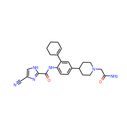 N#Cc1c[nH]c(C(=O)Nc2ccc(C3CCN(CC(N)=O)CC3)cc2C2=CCCCC2)n1 ZINC000038218487